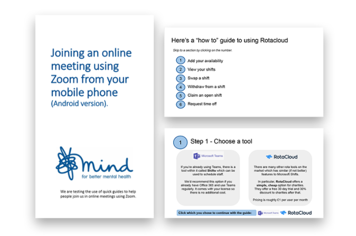 screenshots of online resources