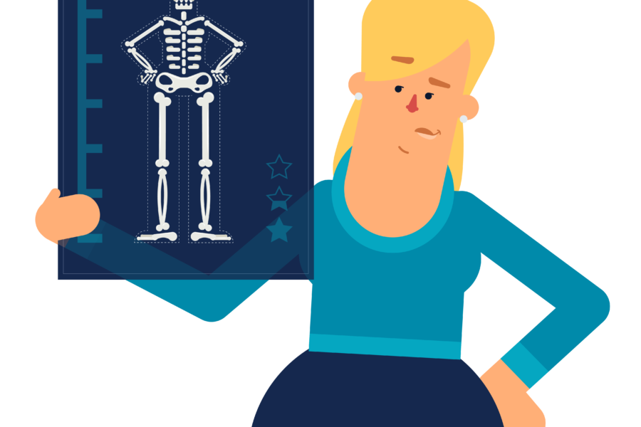 character from keep on keep up holding x-ray