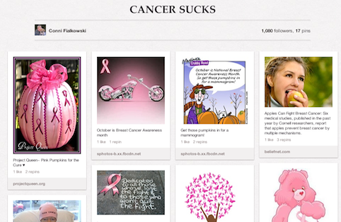 screenshot of cancer sucks on pinterest
