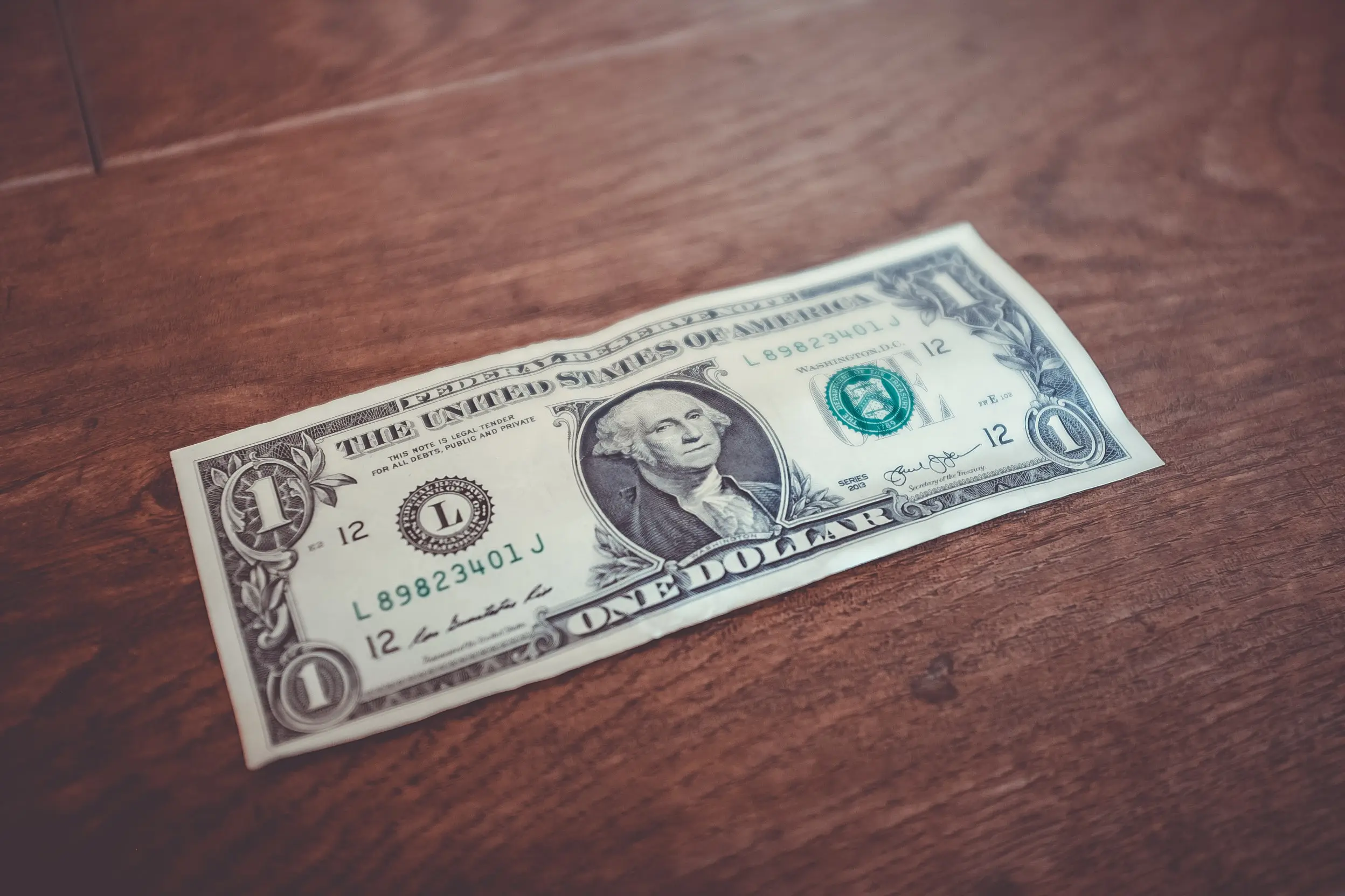 one dollar on a table