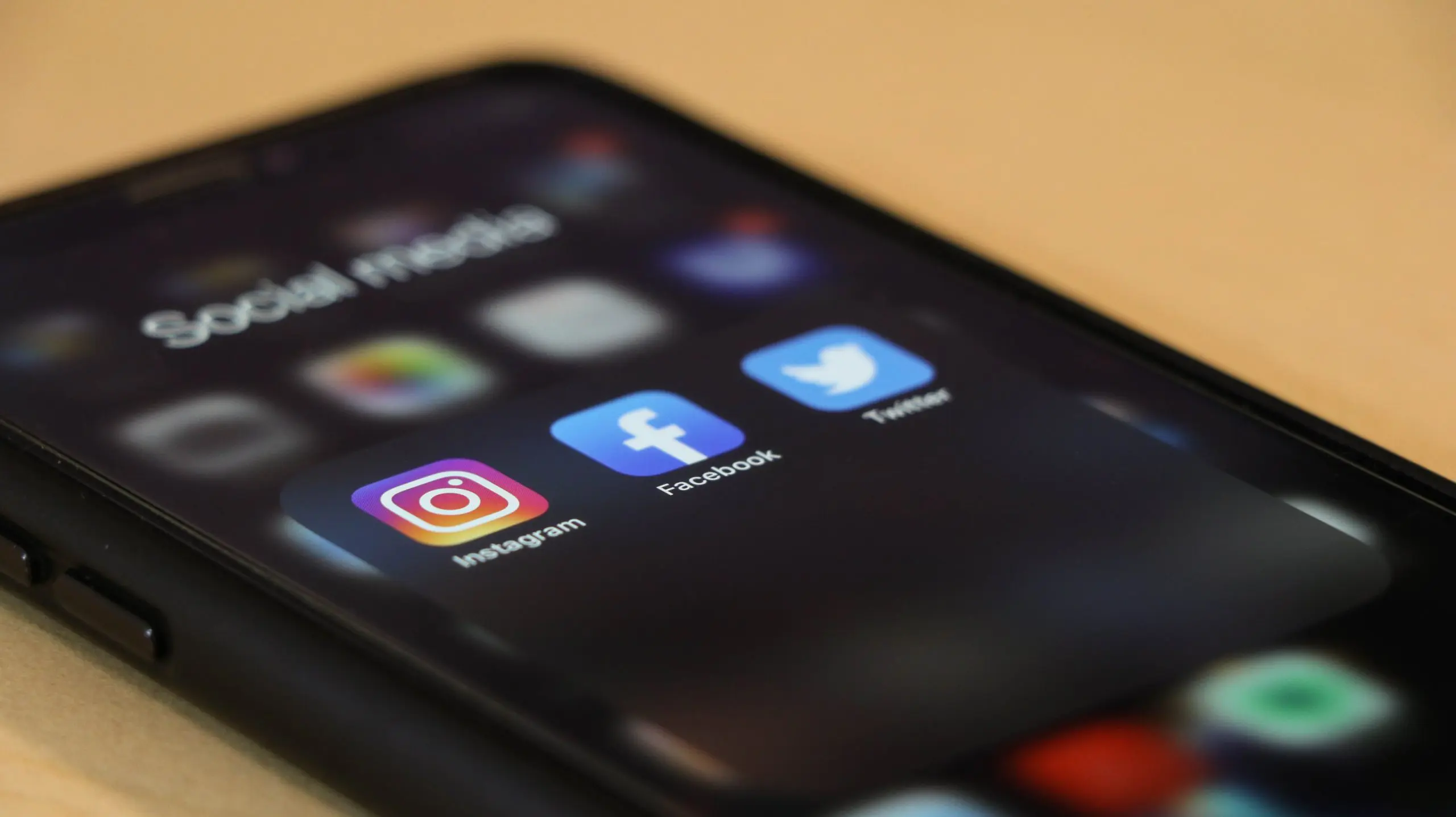mobile phone showing social media apps