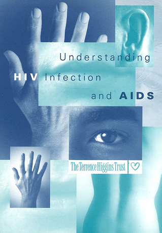 blue leaflet titled 'understanding HIV infection and AIDS'