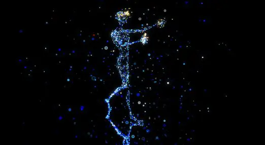 pixels making up a person reaching out