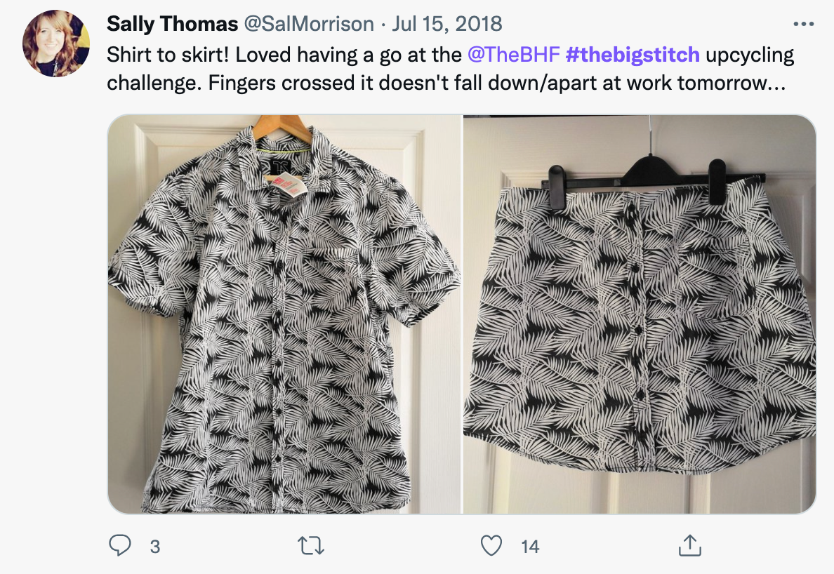screenshot of a twitter user participating in the big stitch