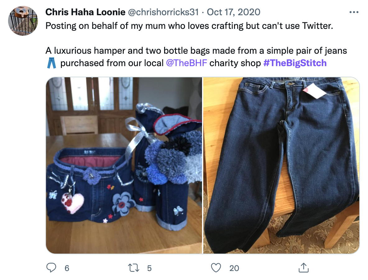 screenshot of a twitter user participating in the big stitch