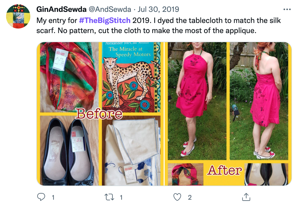 screenshot of a twitter user participating in the big stitch