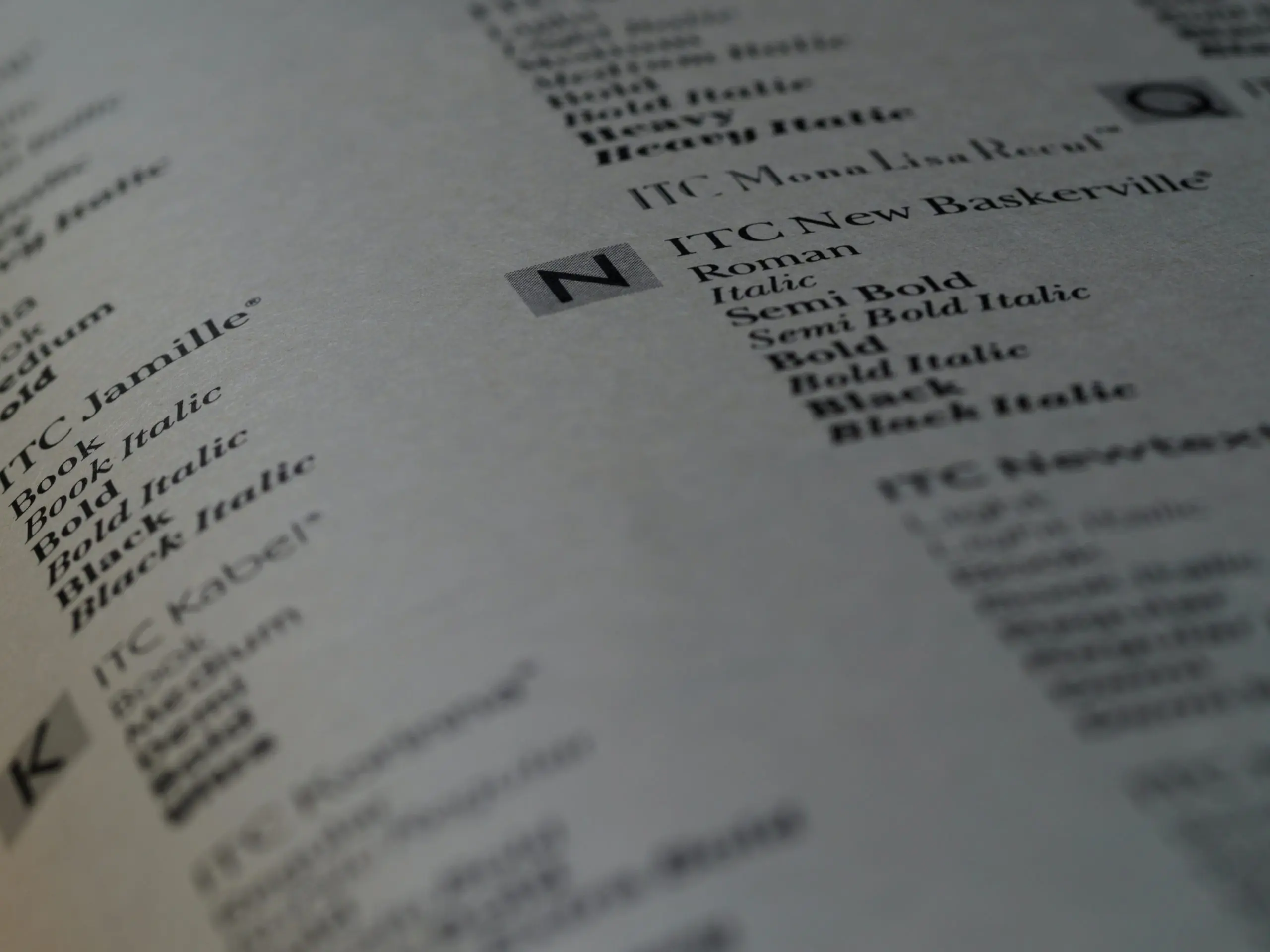 a list of fonts