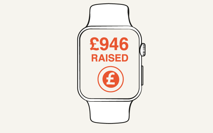 illustration of smartwatch showing money raised