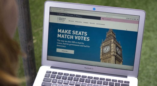 electoral reform website on laptop