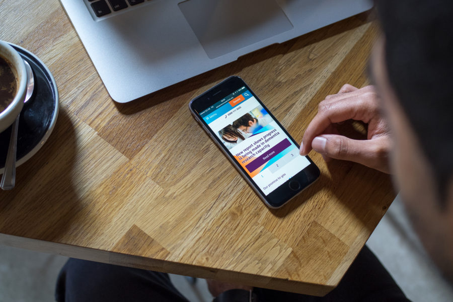 alzheimers research UK website on mobile