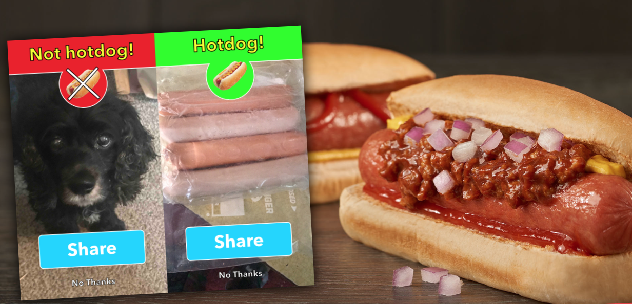 screenshot of the 'Hotdog or not' app