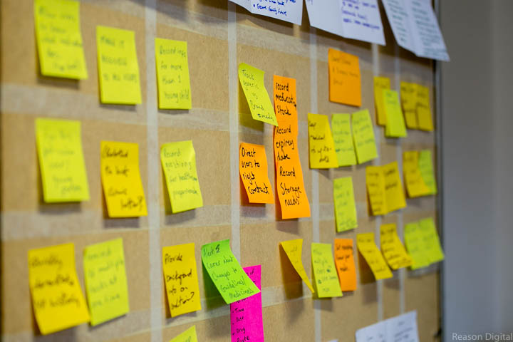 post-it notes on a board