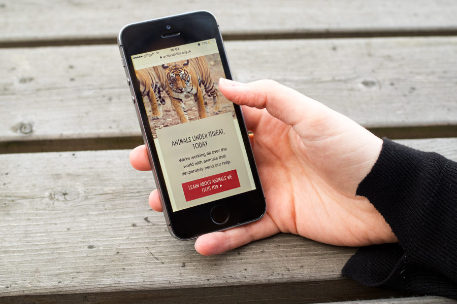 act for wildlife website on a mobile