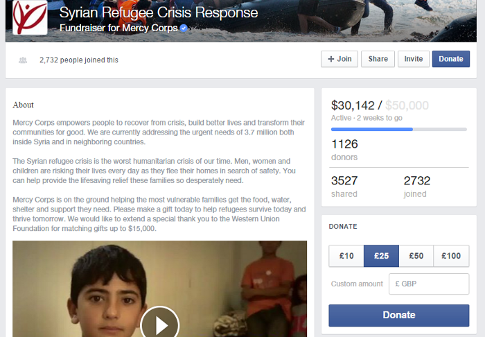 charity facebook fundraiser page