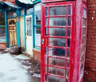 telephone box in winter