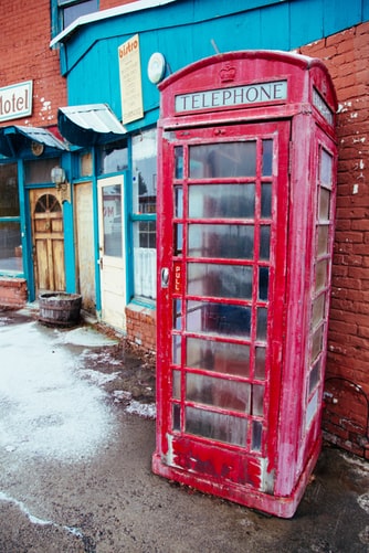 telephone box in winter