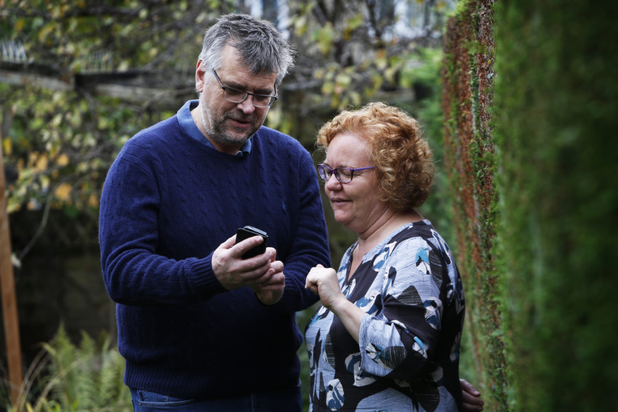 two people using an app