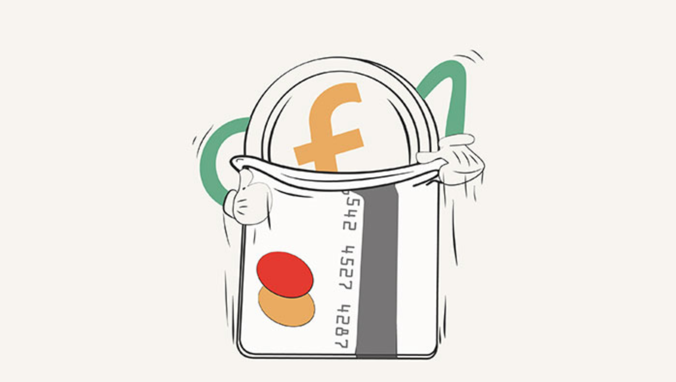 illustration of coin climbing inside a bankcard