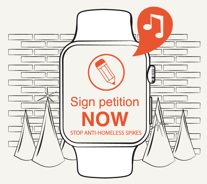 illustration of smartwatch with a petition prompt