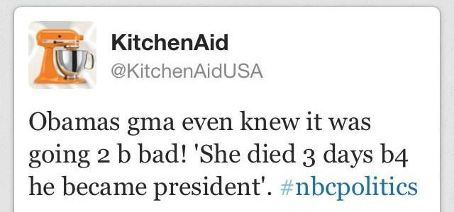 kitchenaid's tweet about obama