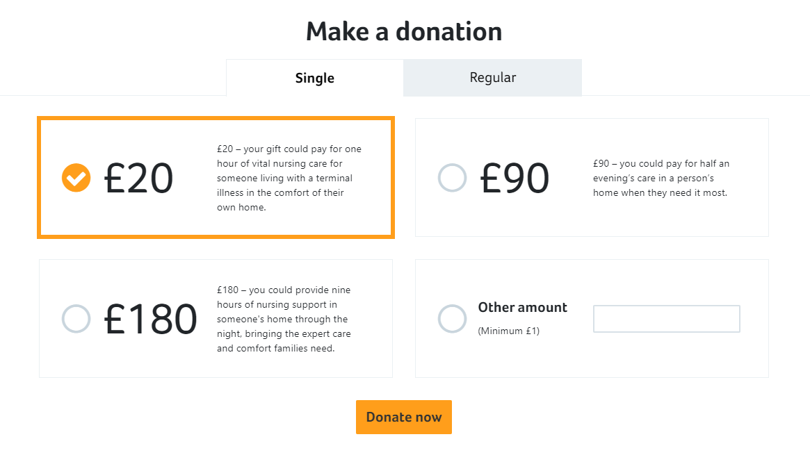 marie curie's donation page