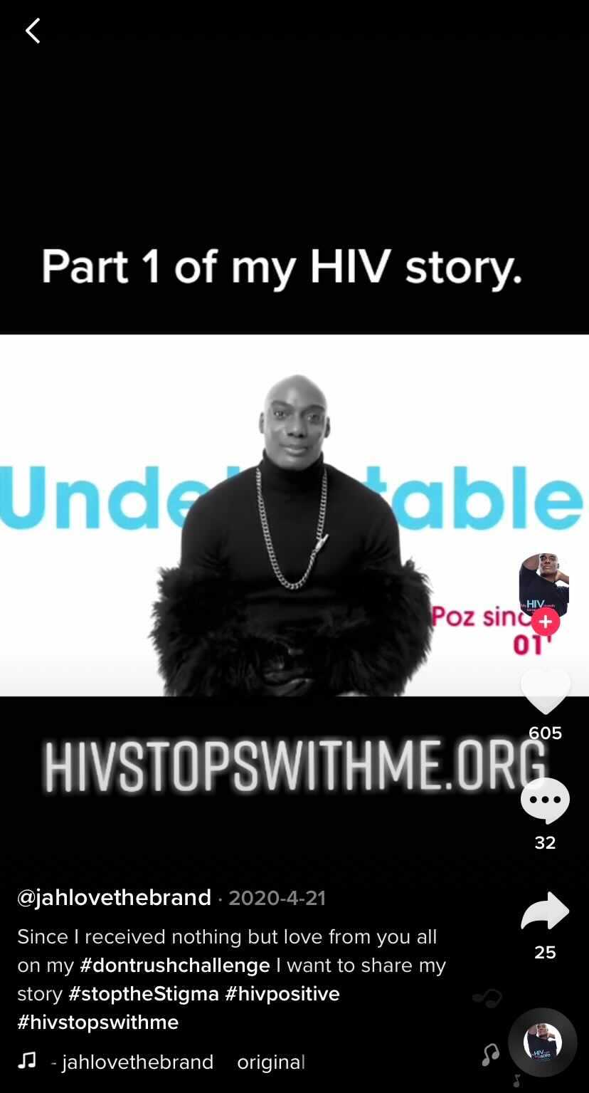 tiktok user jah love telling his HIV story