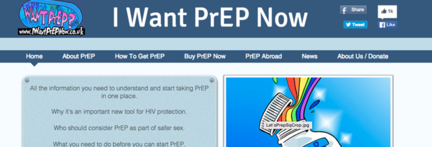 screenshot of the original i want prep now website