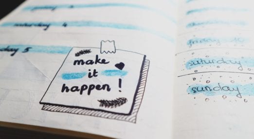 drawing of a post-it note saying make it happen