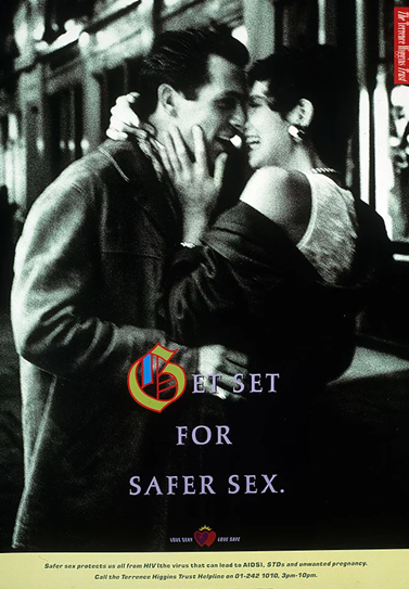 leaflet with a couple embracing titled 'get set for safer sex'
