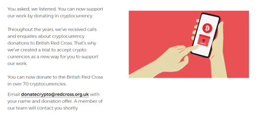 British Red Cross Cryptocurrency donation trial process